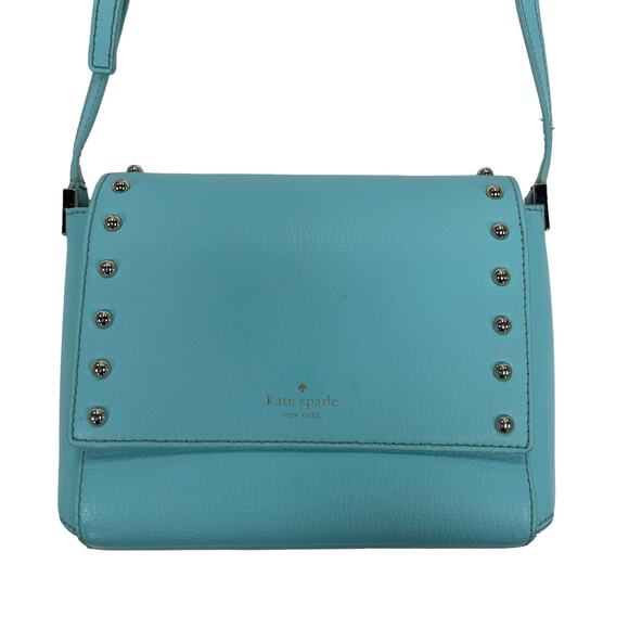 Kate Spade New York Sanders Place Avva Studded Crossbody Blue Gold FLAWED - Picture 2 of 7